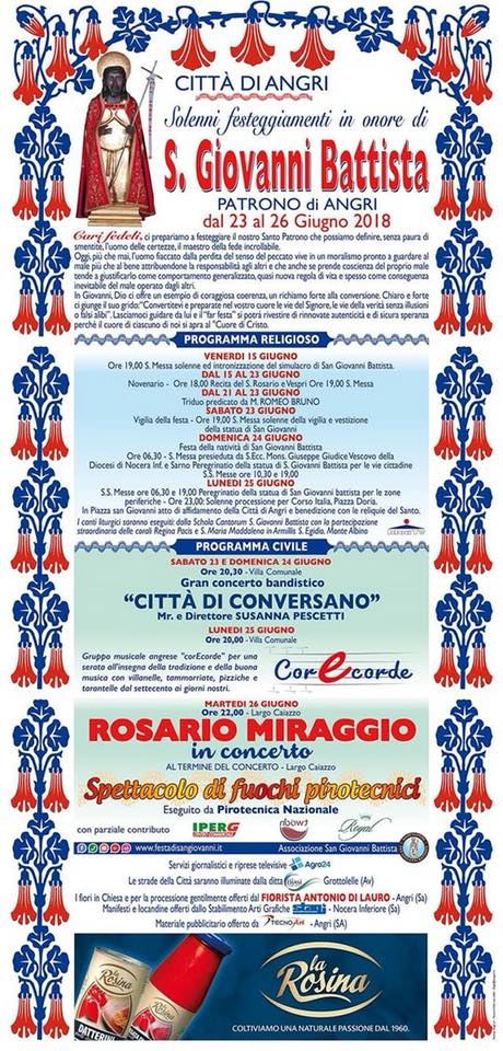 programma festa di san giovanni 2018